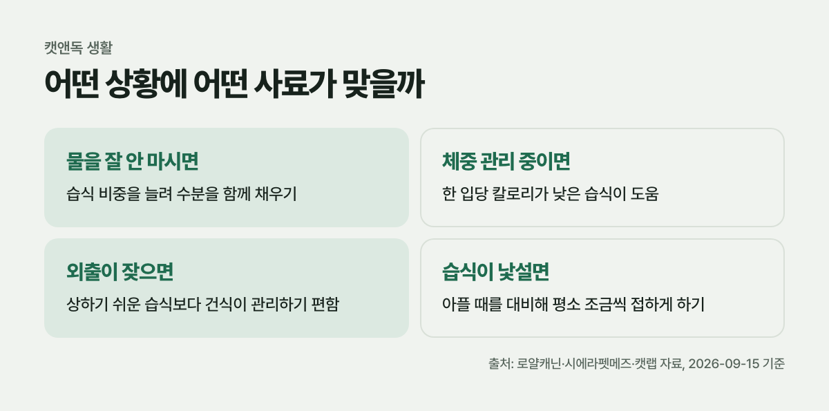 어떤 상황에 어떤 사료가 맞을까
