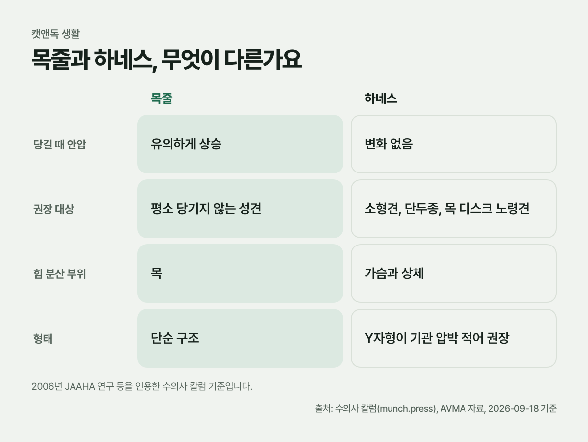 목줄과 하네스, 무엇이 다른가요